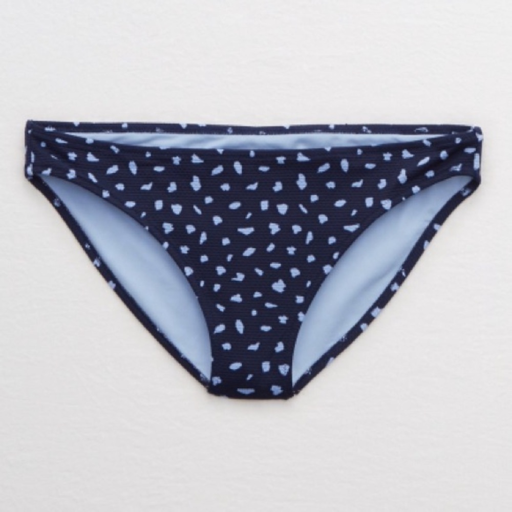 AERIE PIQUE BIKINI BOTTOM – NAVY (SIZE L)